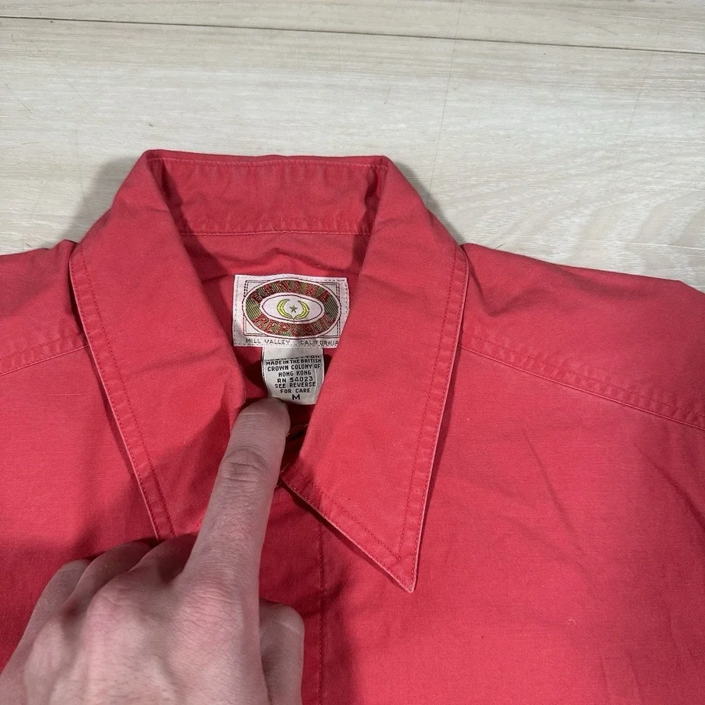 Vintage Banana Republic Shirt Mens Large Pink Chambray‎ Safari Long Sleeve Snap
